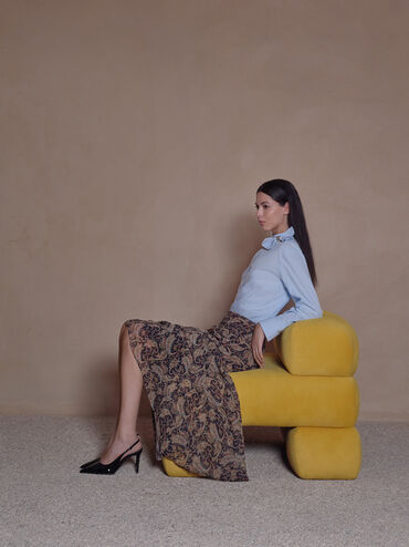 Leather Slingback Stiletto Pumps, Black Boxed, hi-res