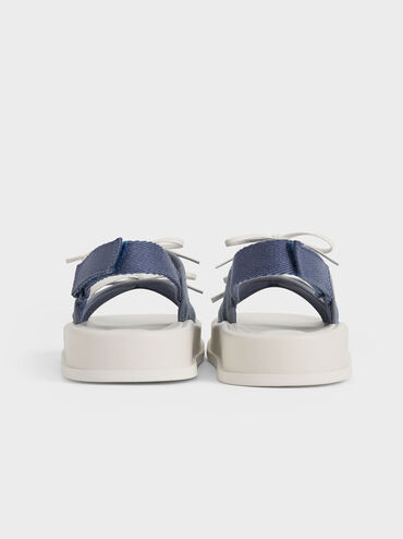 Giày sandals bé gái Denim Double Bow, Xanh denim, hi-res