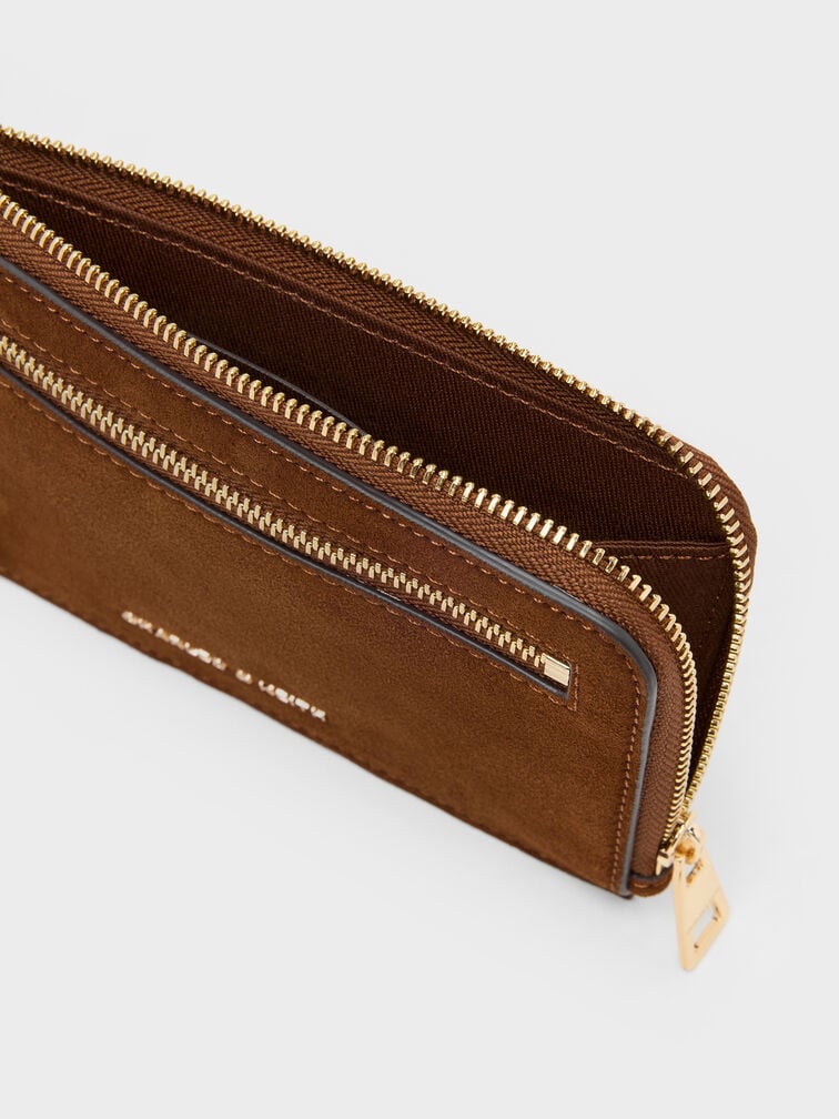 V&iacute; ngắn kho&aacute; zip Lillith n&acirc;u hồ đ&agrave;o, Pecan Brown, hi-res
