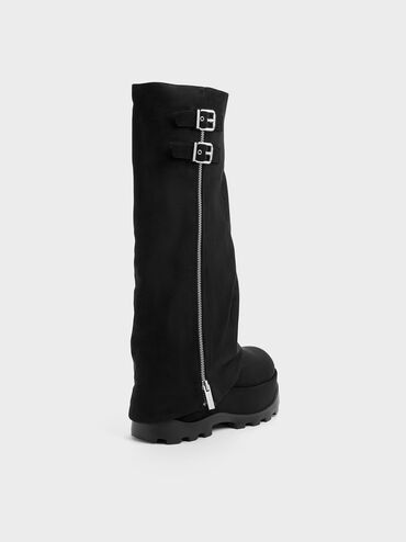 Boots cổ cao đế xuồng Barron, Đen họa tiết, hi-res