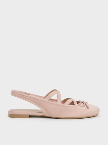 Gi&agrave;y b&uacute;p b&ecirc; đế bệt Satin, Hồng nhạt, hi-res