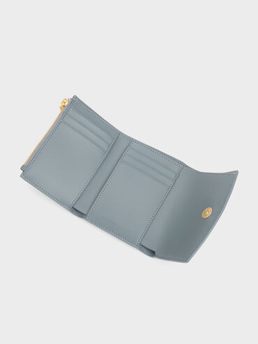 V&iacute; ngắn nắp gập Briony Curved Flap xanh kh&oacute;i, Smoky Blue, hi-res