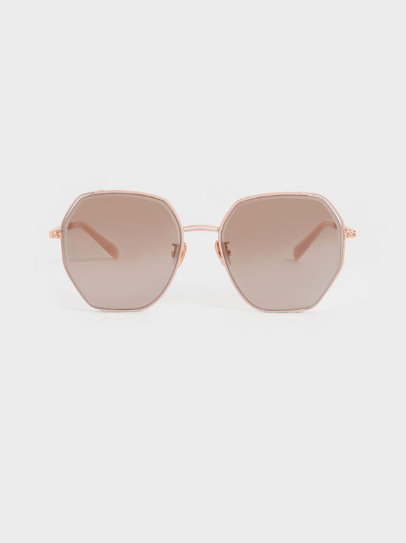 Cut-Out Braided Butterfly Sunglasses, Pink, hi-res