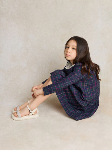 Giày sandals đế bệt Crystal-Pearl Ankle-Strap, Phấn, hi-res