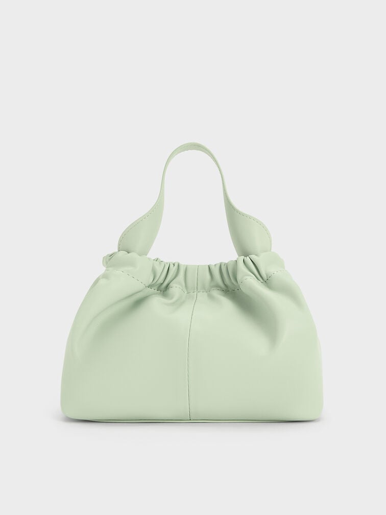 Ally Ruched Slouchy Chain-Handle Bag, Mint Green, hi-res