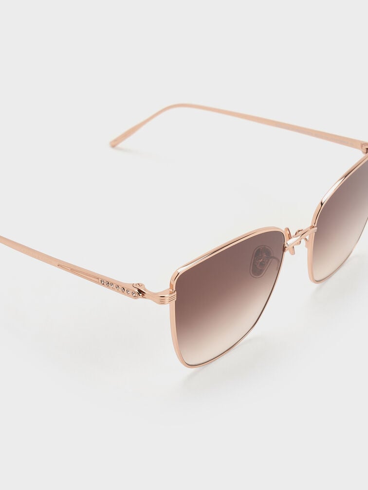 Livonia Crystal Square Sunglasses, Rose Gold, hi-res