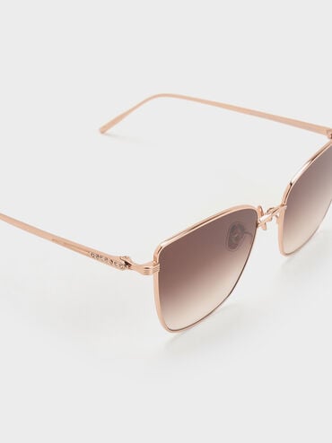 Livonia Crystal Square Sunglasses, Rose Gold, hi-res
