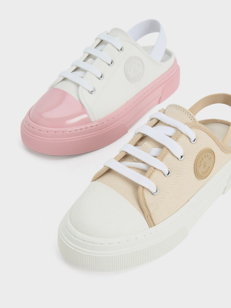 Giày sneakers bé gái cổ thấp Canvas Two-Tone Slingback, Trắng, hi-res