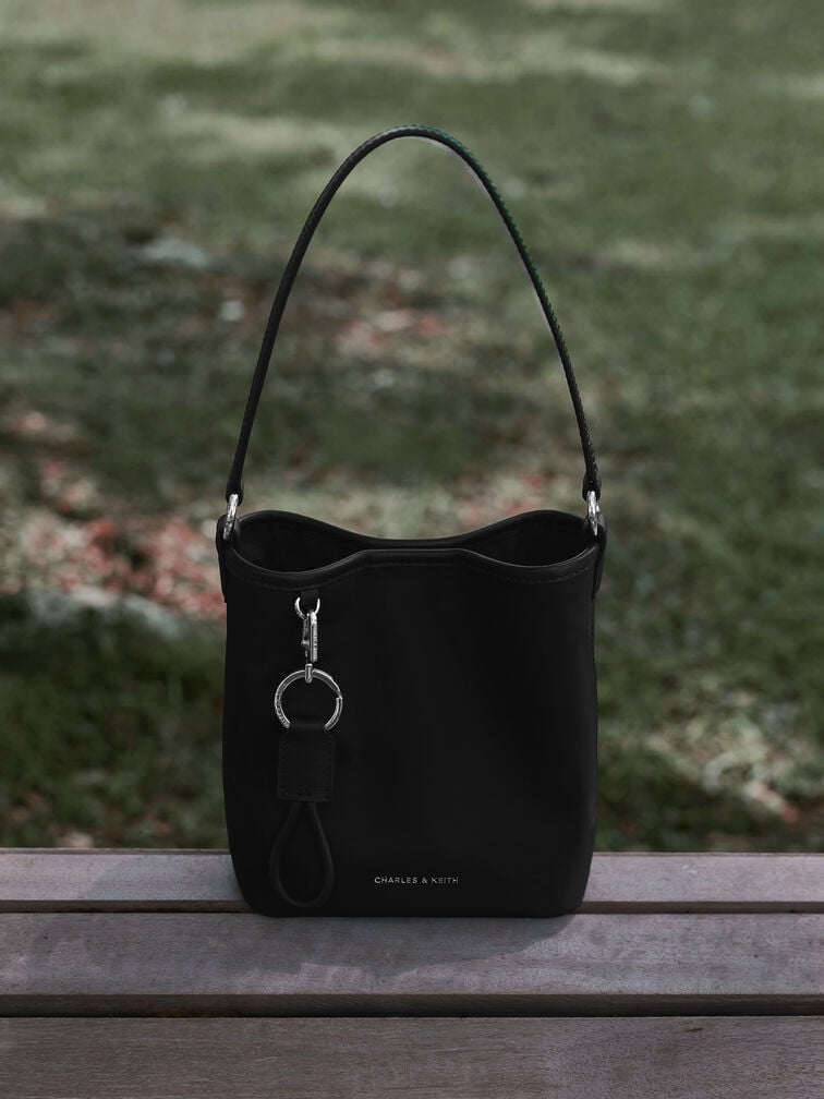 Levy Nylon Bucket Bag, Noir, hi-res