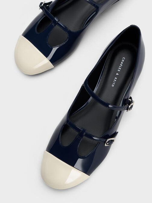Double-Strap T-Bar Mary Janes, Dark Blue, hi-res