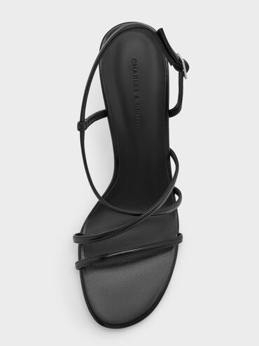 Strappy Stiletto-Heel Slingback Sandals, Black, hi-res