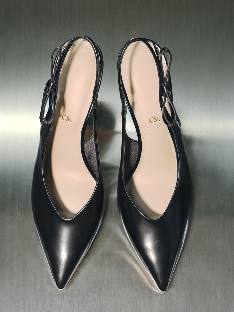 Anastasia Leather Slingback Pumps, Black Boxed, hi-res