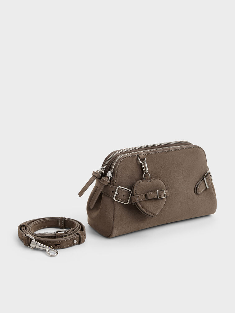 T&uacute;i đeo vai phối charm tr&aacute;i tim Nellie, Stone Grey, hi-res