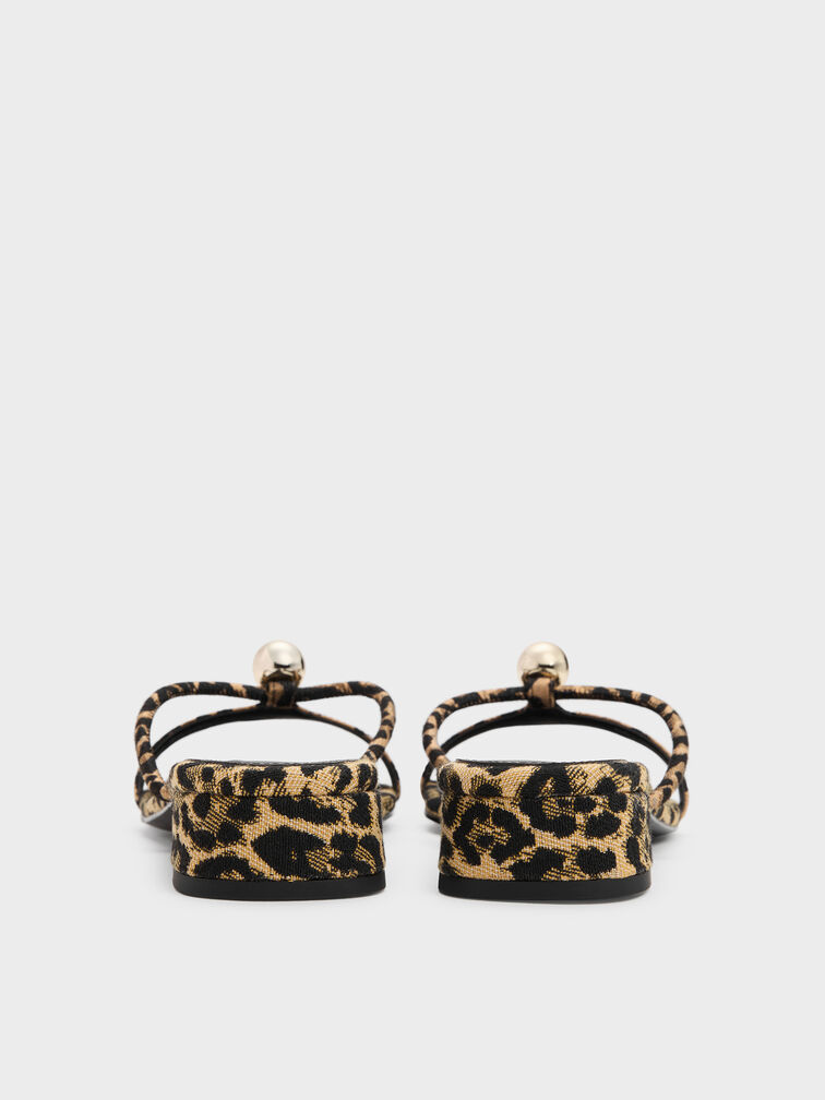 Georgie Leopard-Print Metal-Ball Heeled Mules, Animal Print Natural, hi-res