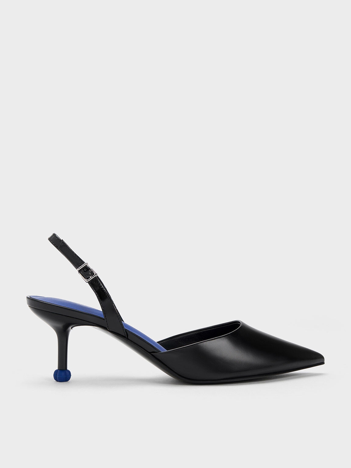 Black Sculptural Heel Slingback Pumps - CHARLES & KEITH VN