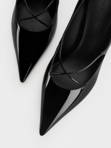 Gi&agrave;y cao g&oacute;t b&iacute;t mũi Patent, Đen b&oacute;ng, hi-res