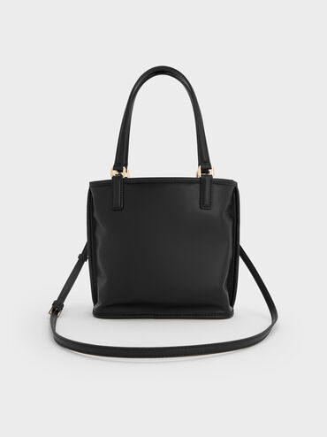 Túi tote Addison Knotted-Rope Double-Handle, Đen, hi-res