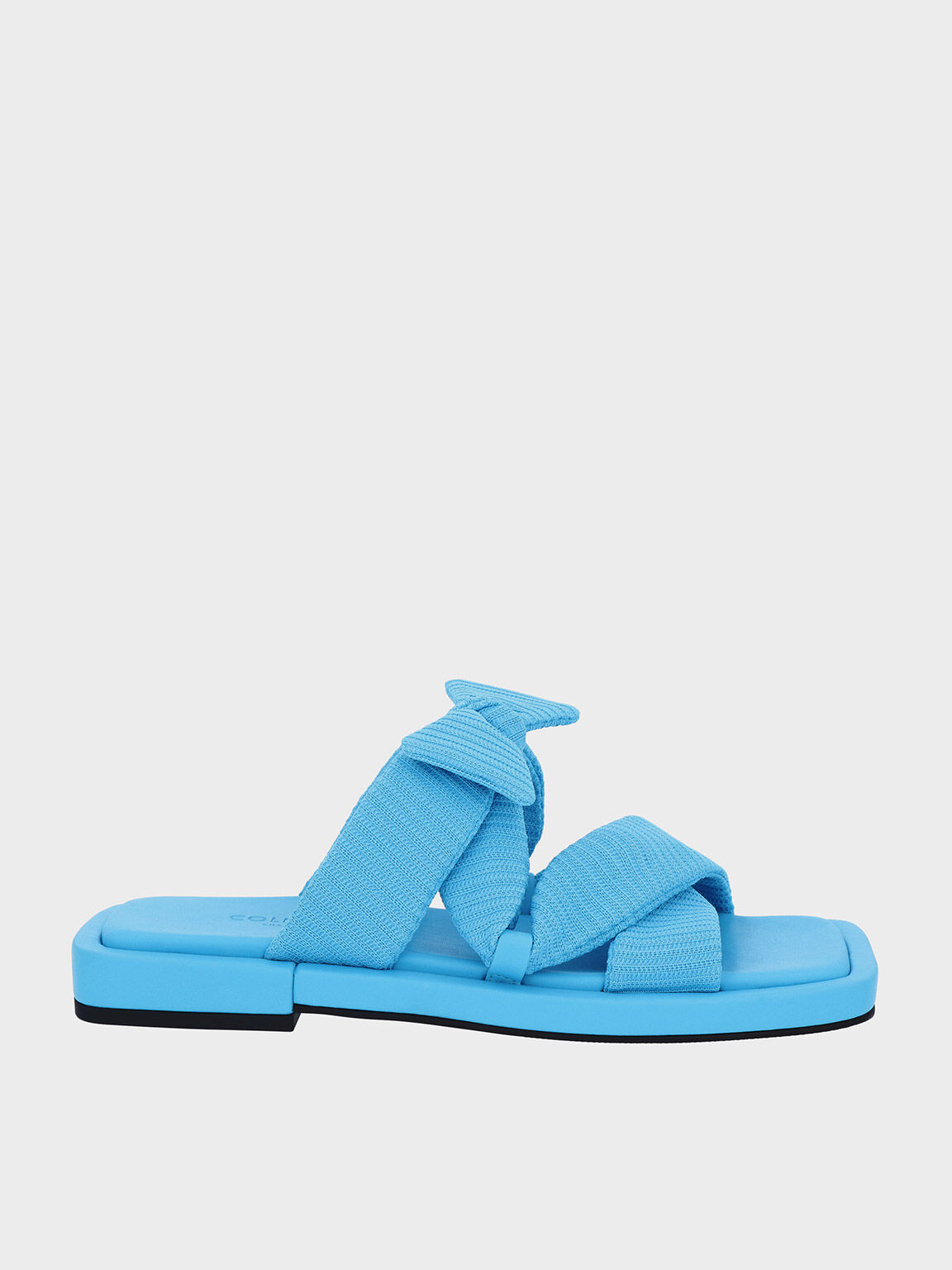 Recycled Polyester Bow Crossover Slides, Blue, hi-res