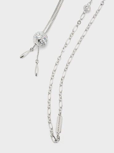 Reverie Crystal Ball Slider Necklace, Silver, hi-res