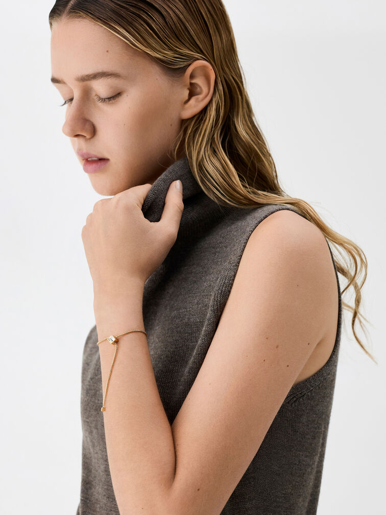 Quincy Crystal Chain Bracelet, Gold, hi-res
