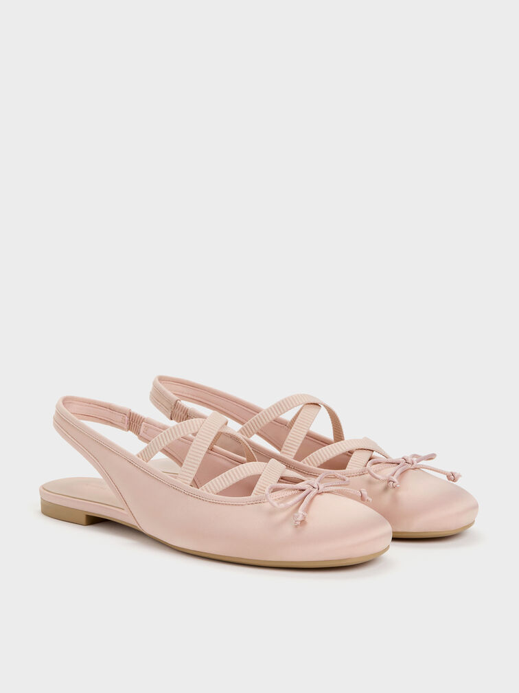 Gi&agrave;y b&uacute;p b&ecirc; đế bệt Satin, Hồng nhạt, hi-res