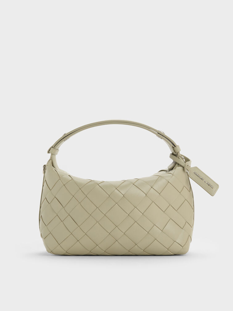 T&uacute;i đeo vai phom chữ nhật Ivette Woven, Pale Olive, hi-res