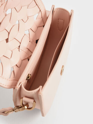 T&uacute;i đeo vai Mini Gabine Woven, Hồng nhạt, hi-res