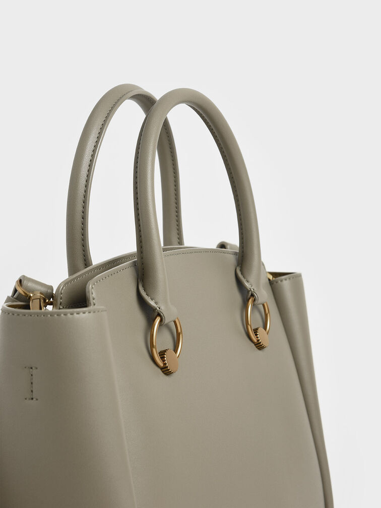 Becca Ring-Detail Large Hobo Bag, Taupe, hi-res