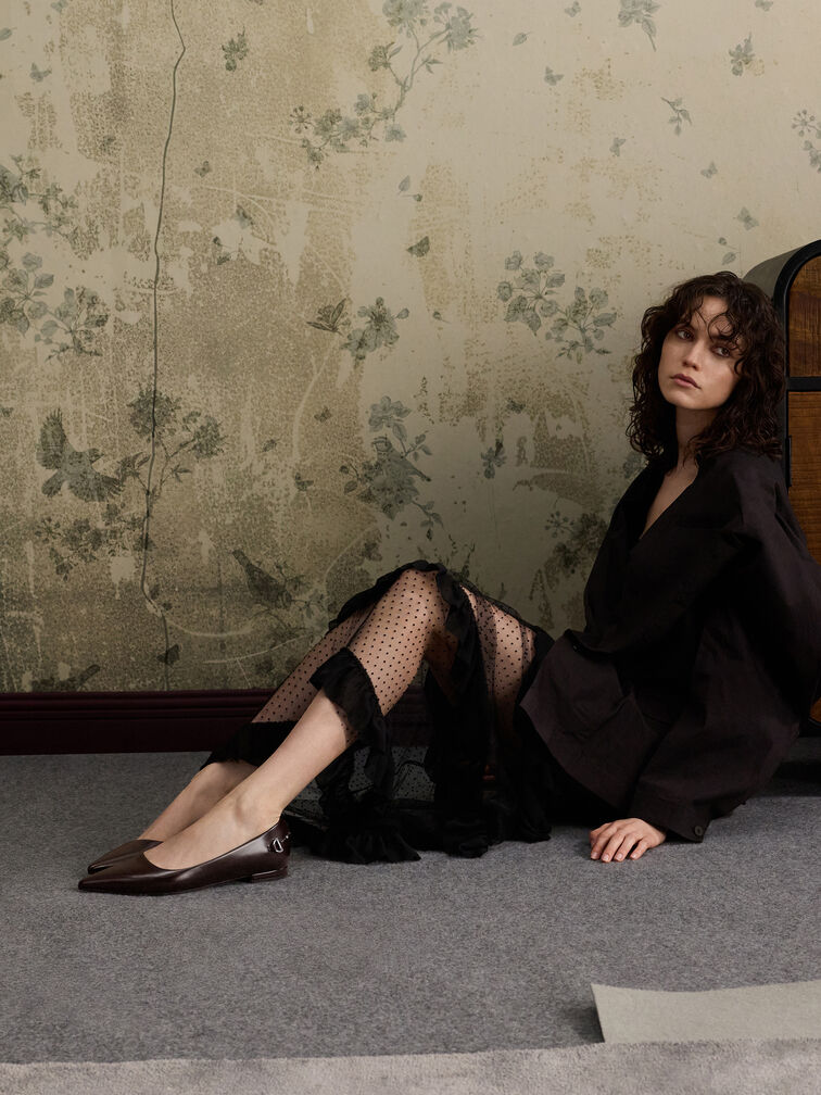 Gi&agrave;y b&uacute;p b&ecirc; mũi nhọn Erinna Metallic-Accent, Đỏ burgundy, hi-res