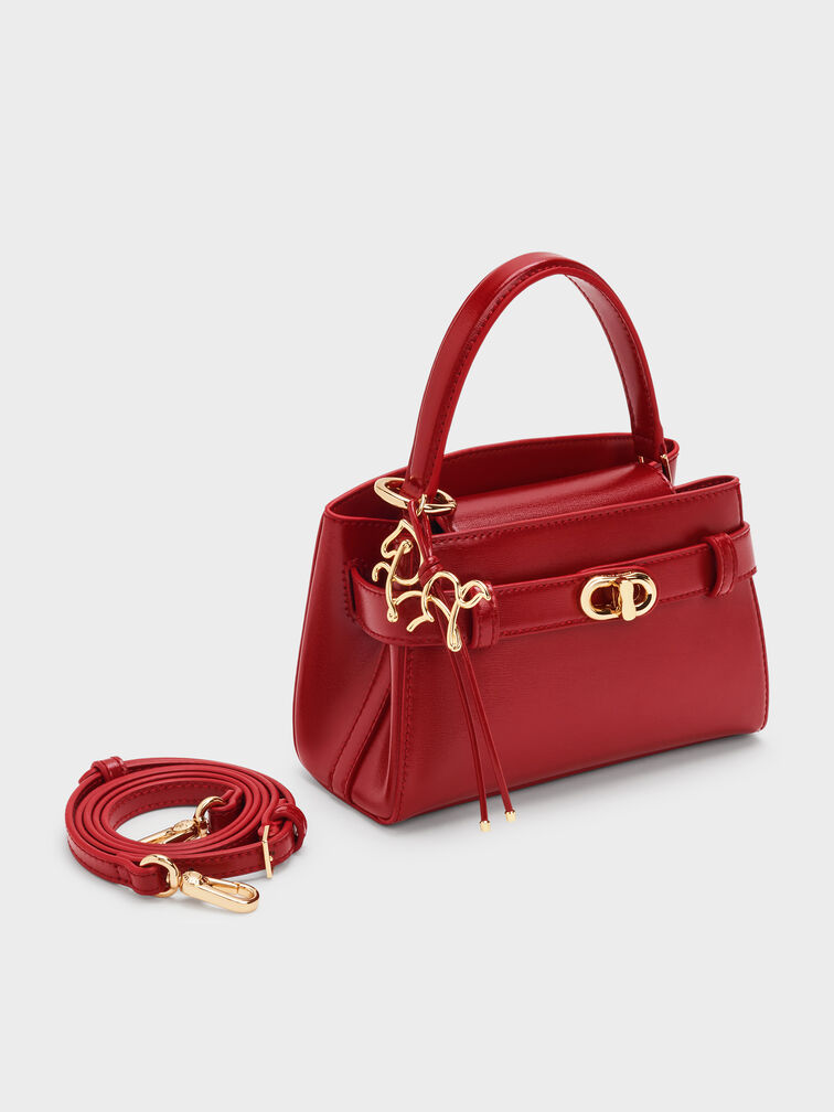 Aubrielle Horse-Motif Top Handle Bag, Tomato Red, hi-res