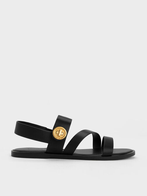 Yara Asymmetric Strappy Sandals, Black, hi-res