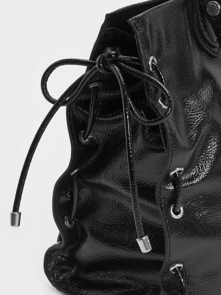 Large Nylah Grommet Lace-Up Tote Bag, Noir, hi-res