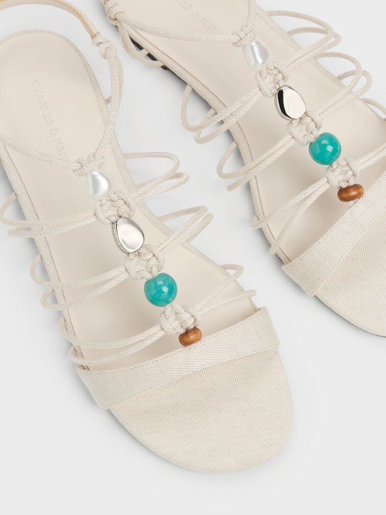 Gi&agrave;y sandals đế bệt Georgie Linen, Phấn, hi-res
