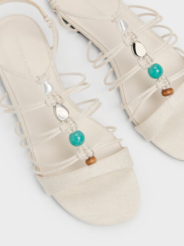 Gi&agrave;y sandals đế bệt Georgie Linen, Phấn, hi-res