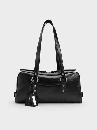 Tatiana Studded Shoulder Bag, Noir, hi-res