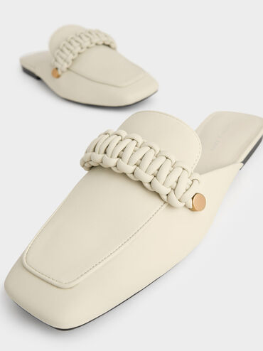 Braided Penny Loafer Mules, Chalk, hi-res