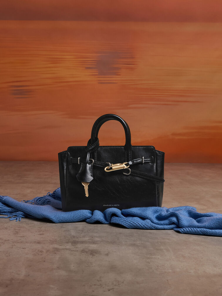 T&uacute;i x&aacute;ch h&igrave;nh thang Mini Delfina Belted, Noir, hi-res