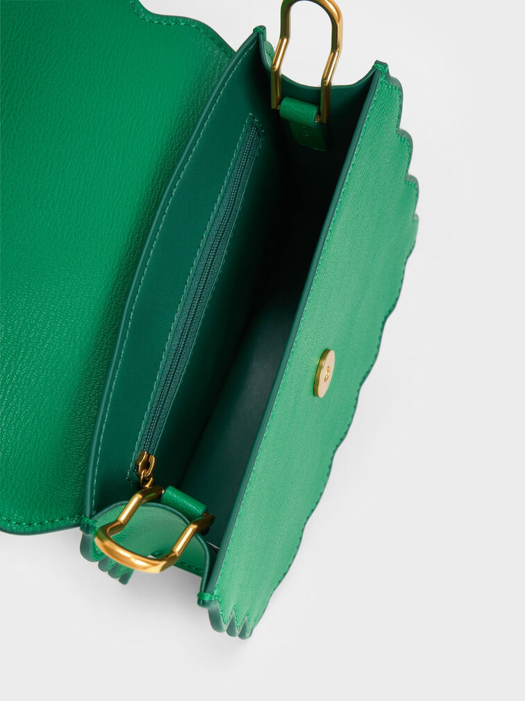 Waverly Scallop-Trim Bag, Green, hi-res