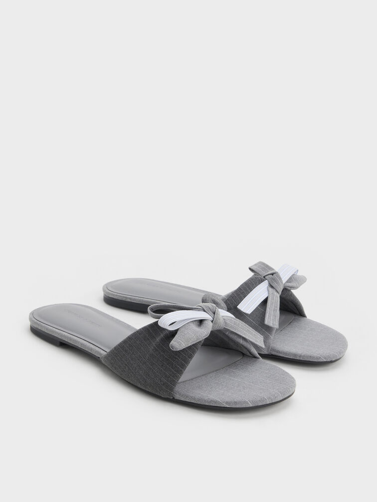 D&eacute;p quai ngang Satin Printed Bow, X&aacute;m, hi-res