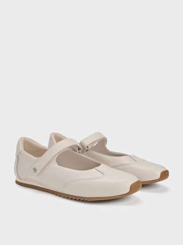 Giày búp bê mũi tròn Jace Suede, Phấn, hi-res