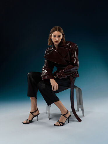 Gi&agrave;y sandals cao g&oacute;t Crossover, Đen b&oacute;ng nh&aacute;m, hi-res