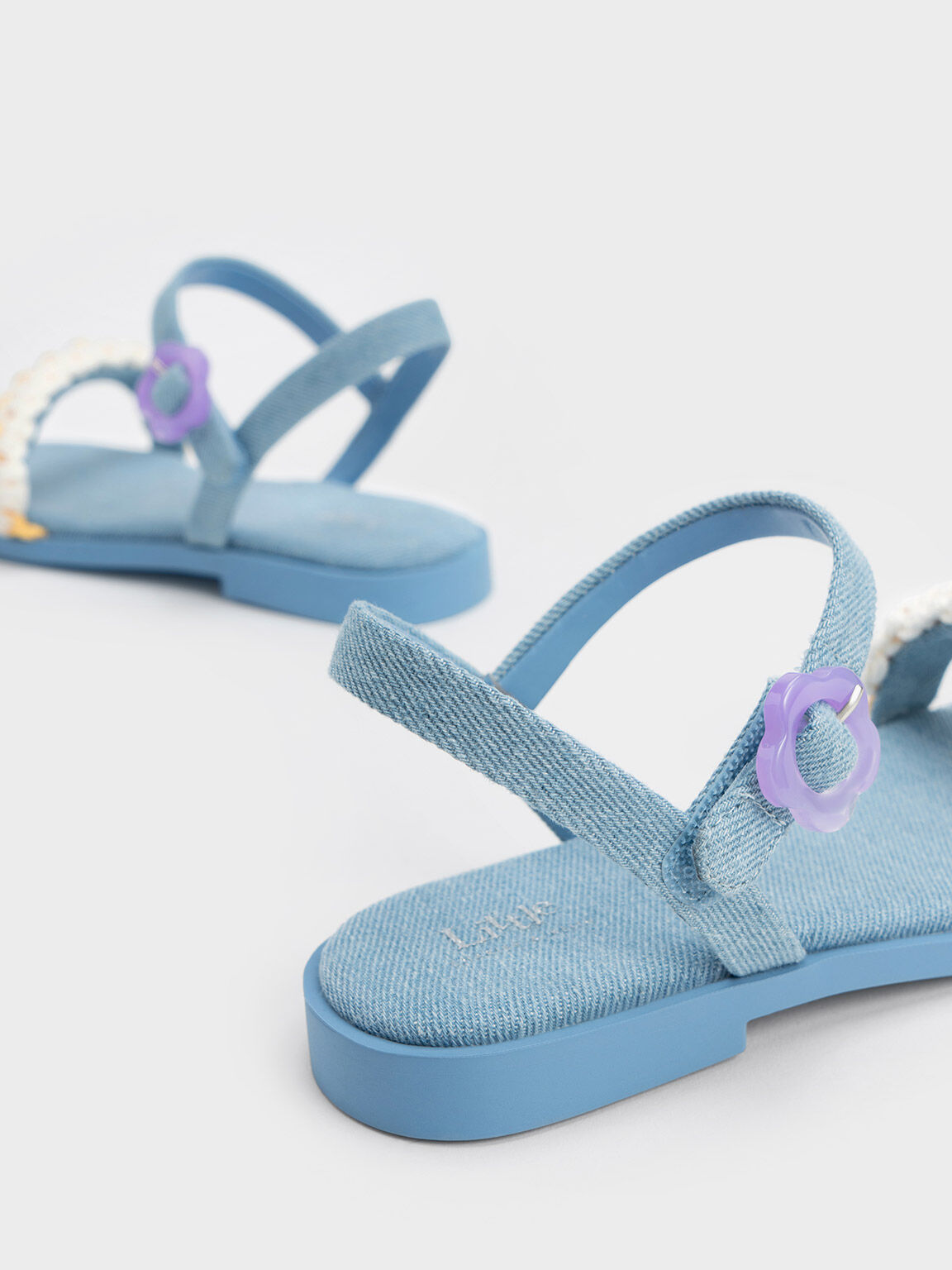 Giày sandals trẻ em Floral Denim, Xanh nhạt, hi-res
