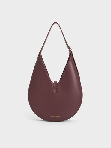 Túi đeo vai Cesia Metallic-Accent Hobo, Wineberry Red, hi-res