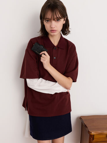 Ví đựng thẻ Arrietty Quilted Bow-Heart, Đen, hi-res