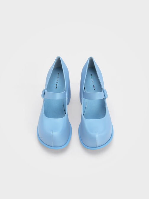 Giày cao gót đế trụ Pixie Platform Mary Janes, Xanh blue, hi-res