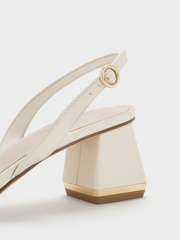 Katarina Trapeze Heel Slingback Pumps, Chalk, hi-res