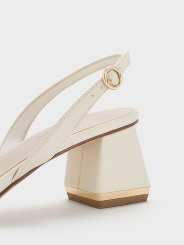 Katarina Trapeze Heel Slingback Pumps, Chalk, hi-res