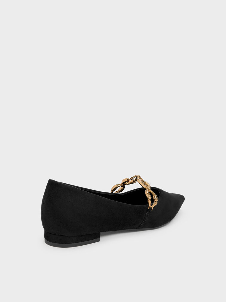 Gi&agrave;y b&uacute;p b&ecirc; mũi nhọn Faux Suede đen họa tiết, Đen họa tiết, hi-res