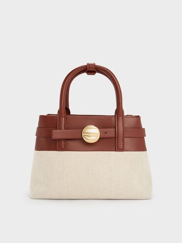 T&uacute;i x&aacute;ch h&igrave;nh thang Mini Behn Canvas Belted, Gạch, hi-res