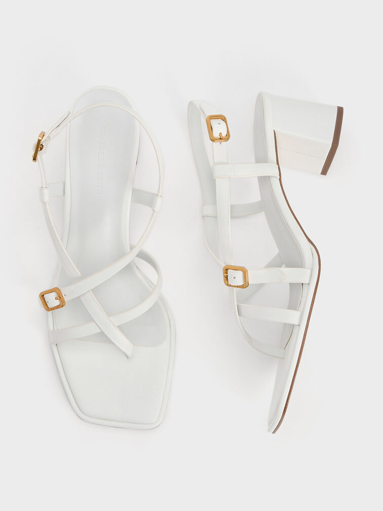 Gi&agrave;y sandals cao g&oacute;t Strappy Block-Heel, Trắng, hi-res